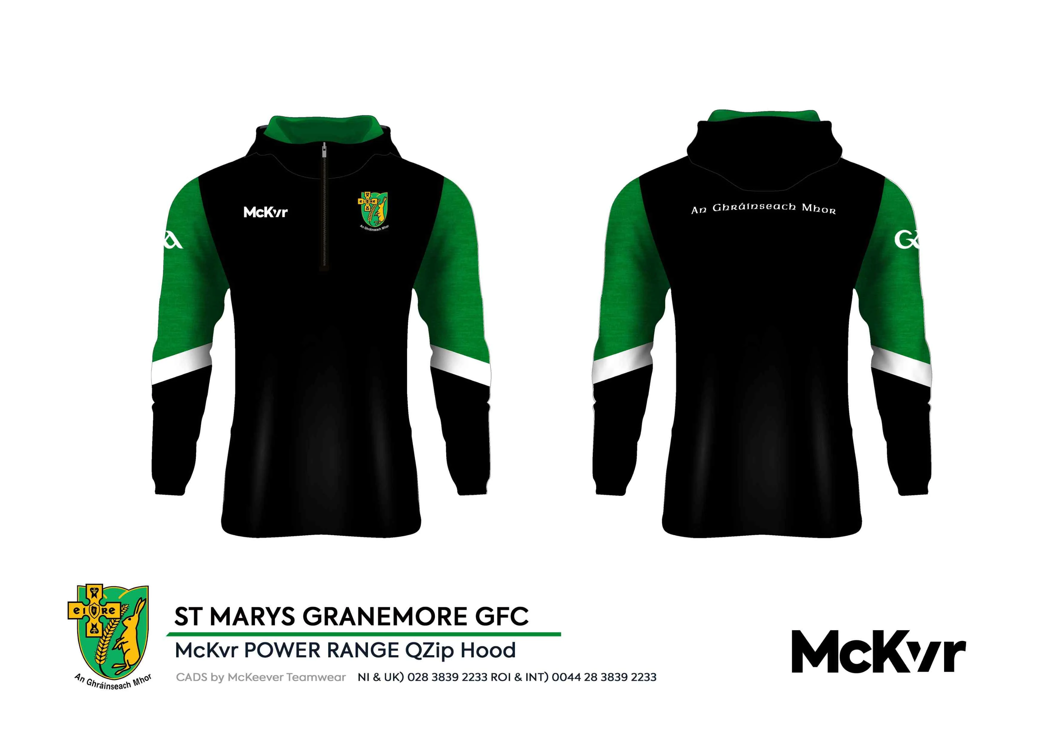 Granemore GFC McKvr Quarter Zip Black Hoodie - Adult