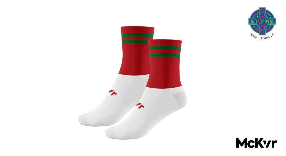 Naomh Eoin McKvr Socks - Red/Green 2 Bar