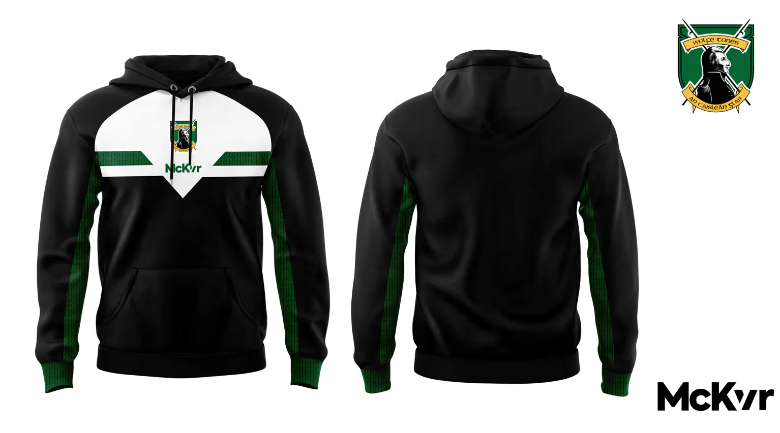 Wolfe Tones Antrim McKvr Retro Poly Hoodie - White/Black